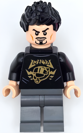 Минифигурка Lego Super Heroes Tony Stark - Black Shirt with Gold Helmet, Pin Holder on Back sh928 U